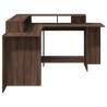 Desk with LED Lights - Brown Oak 152x152 cm for Home Office