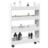  Narrow Storage Trolley 4 Tier White Engineered Wood Colour white 