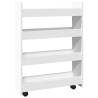 Narrow Storage Trolley 4 Tier - White Engineered Wood