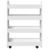 Narrow Storage Trolley 4 Tier - White Engineered Wood