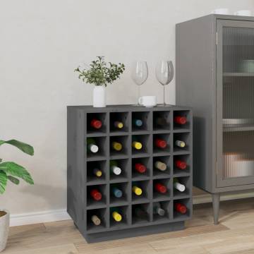 Stylish Grey Wine Cabinet in Solid Pine - 55.5x34x61 cm