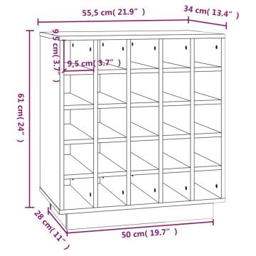 Stylish Grey Wine Cabinet in Solid Pine - 55.5x34x61 cm