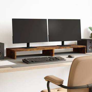 Monitor Stand Smoked Oak - Stylish Dual Screen Solution | HipoMarket