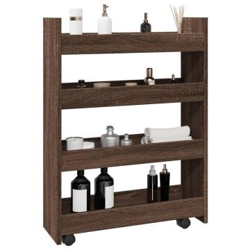 Narrow Storage Trolley 4 Tier Brown Oak Engineered Wood - HipoMarket