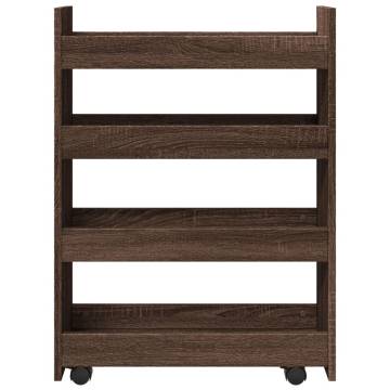 Narrow Storage Trolley 4 Tier Brown Oak Engineered Wood - HipoMarket