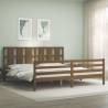 Bed Frame with Headboard Honey Brown 200x200 cm Solid Wood Colour honey brown Size 200 x 200 cm 