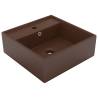 Luxury Basin Overflow Square Matt Dark Brown 41x41 cm Ceramic Colour matte dark brown 