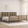 Honey Brown Bed Frame with Headboard - Solid Wood 200x200 cm