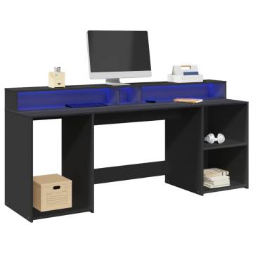 Black LED Desk - 200x55x91 cm Engineered Wood | HipoMarket