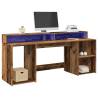 Desk with LED Lights - Old Wood 200x55 cm | HipoMarket