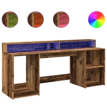 Desk with LED Lights - Old Wood 200x55 cm | HipoMarket