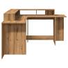 Stylish Desk with LED Lights - Artisian Oak | Hipomarket UK