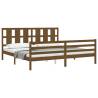 Honey Brown Bed Frame with Headboard - Solid Wood 200x200 cm