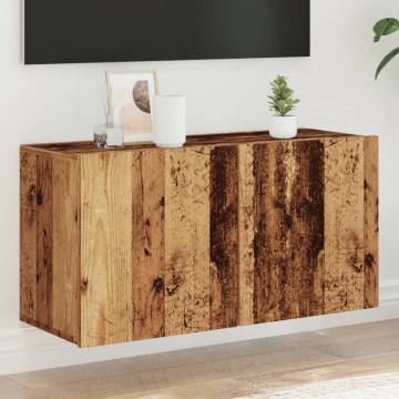 Stylish Wall-Mounted TV Cabinet in Old Wood - 80x30x41 cm