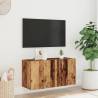 Stylish Wall-Mounted TV Cabinet in Old Wood - 80x30x41 cm