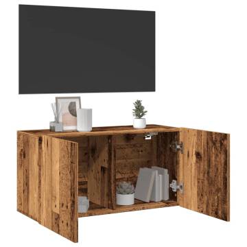 Stylish Wall-Mounted TV Cabinet in Old Wood - 80x30x41 cm