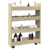  Narrow Storage Trolley 4 Tier Sonoma Oak Engineered Wood Colour sonoma oak 