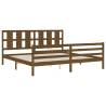 Honey Brown Bed Frame with Headboard - Solid Wood 200x200 cm