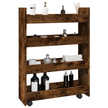 Narrow Storage Trolley 4 Tier Smoked Oak - Hipomarket