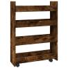 Narrow Storage Trolley 4 Tier Smoked Oak - Hipomarket