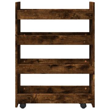 Narrow Storage Trolley 4 Tier Smoked Oak - Hipomarket