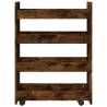 Narrow Storage Trolley 4 Tier Smoked Oak - Hipomarket