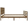 Honey Brown Bed Frame with Headboard - Solid Wood 200x200 cm