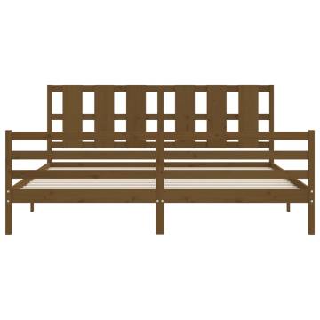 Honey Brown Bed Frame with Headboard - Solid Wood 200x200 cm