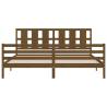 Honey Brown Bed Frame with Headboard - Solid Wood 200x200 cm