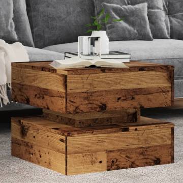 Modern Coffee Table with LED Lights - Old Wood 50x50 cm