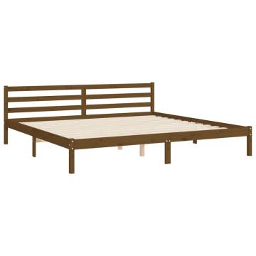 Honey Brown Bed Frame with Headboard - Solid Wood 200x200 cm