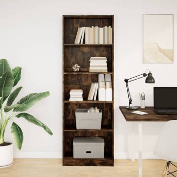 Stylish Smoked Oak Bookcase - 60x24x176 cm Engineered Wood