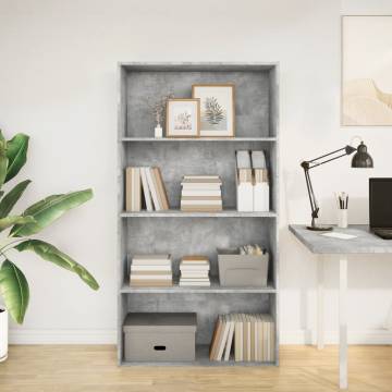 Concrete Grey Bookcase 80x30x152 cm | Stylish Storage Solution