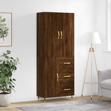 Stylish Highboard Brown Oak - 69.5x34x180 cm | Hipo Market