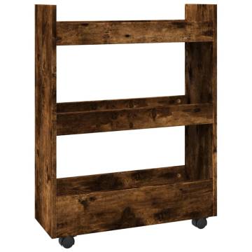 Narrow Storage Trolley 3 Tier Smoked Oak - Practical & Stylish