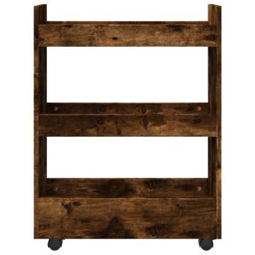 Narrow Storage Trolley 3 Tier Smoked Oak - Practical & Stylish