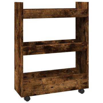 Narrow Storage Trolley 3 Tier Smoked Oak - Practical & Stylish