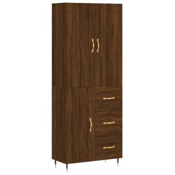 Stylish Highboard Brown Oak - 69.5x34x180 cm | Hipo Market