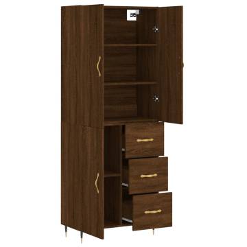 Stylish Highboard Brown Oak - 69.5x34x180 cm | Hipo Market