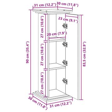 Display Stand with Storage - Grey Sonoma, 31x30x90cm | Hipo Market