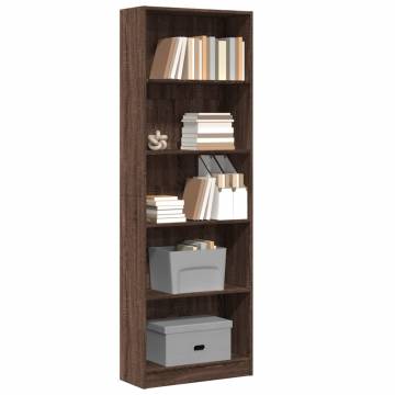 Stylish Brown Oak Bookcase - 60x24x176 cm Engineered Wood