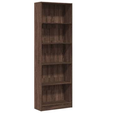 Stylish Brown Oak Bookcase - 60x24x176 cm Engineered Wood