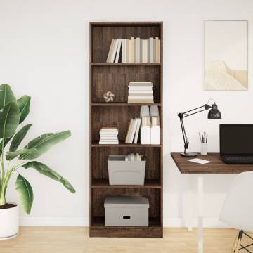 Stylish Brown Oak Bookcase - 60x24x176 cm Engineered Wood