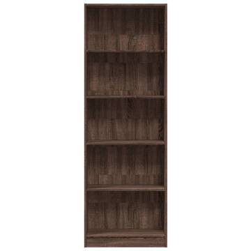 Stylish Brown Oak Bookcase - 60x24x176 cm Engineered Wood