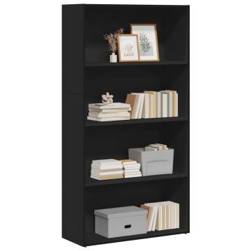 Stylish Black Bookcase 80x30x152 cm - Engineered Wood Storage