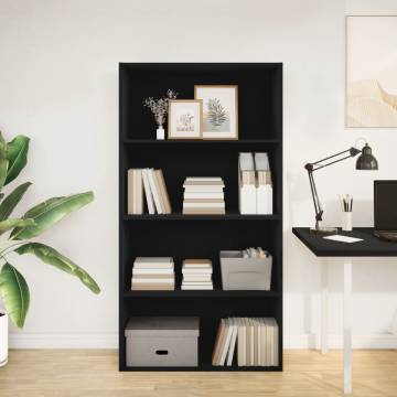 Stylish Black Bookcase 80x30x152 cm - Engineered Wood Storage