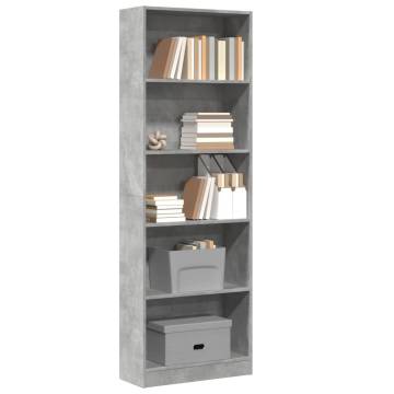 Bookcase Concrete Grey 60x24x176 cm | Stylish Storage Solution