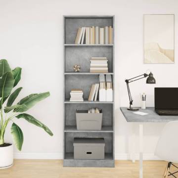 Bookcase Concrete Grey 60x24x176 cm | Stylish Storage Solution