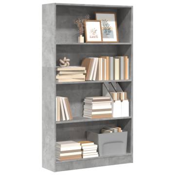 Bookcase Concrete Grey 80x24x143 cm - Engineered Wood Storage