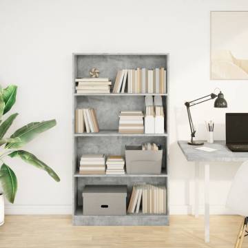 Bookcase Concrete Grey 80x24x143 cm - Engineered Wood Storage